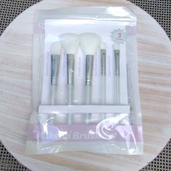 White Elegant Target Cosmetic Brush Set - 5pc Great Gift Set - Picture 1 of 2